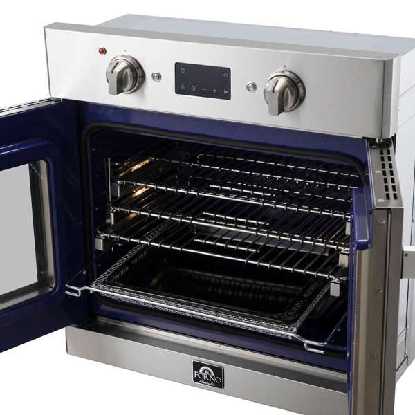 FORNO Gallico 30-Inch Electric Single Wall Oven, 3.58 cu ft, French Door, Air Fry, Sous Vide, Self Clean, Telescopic Racks (Model FBOEL1371-30)
