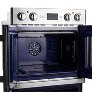 FORNO Gallico 30-Inch French Door Double Electric Wall Oven, 7.36 Cu. Ft., Air Fry, Self-Clean, Sous Vide, Telescopic Racks, Model FBOEL1388-30