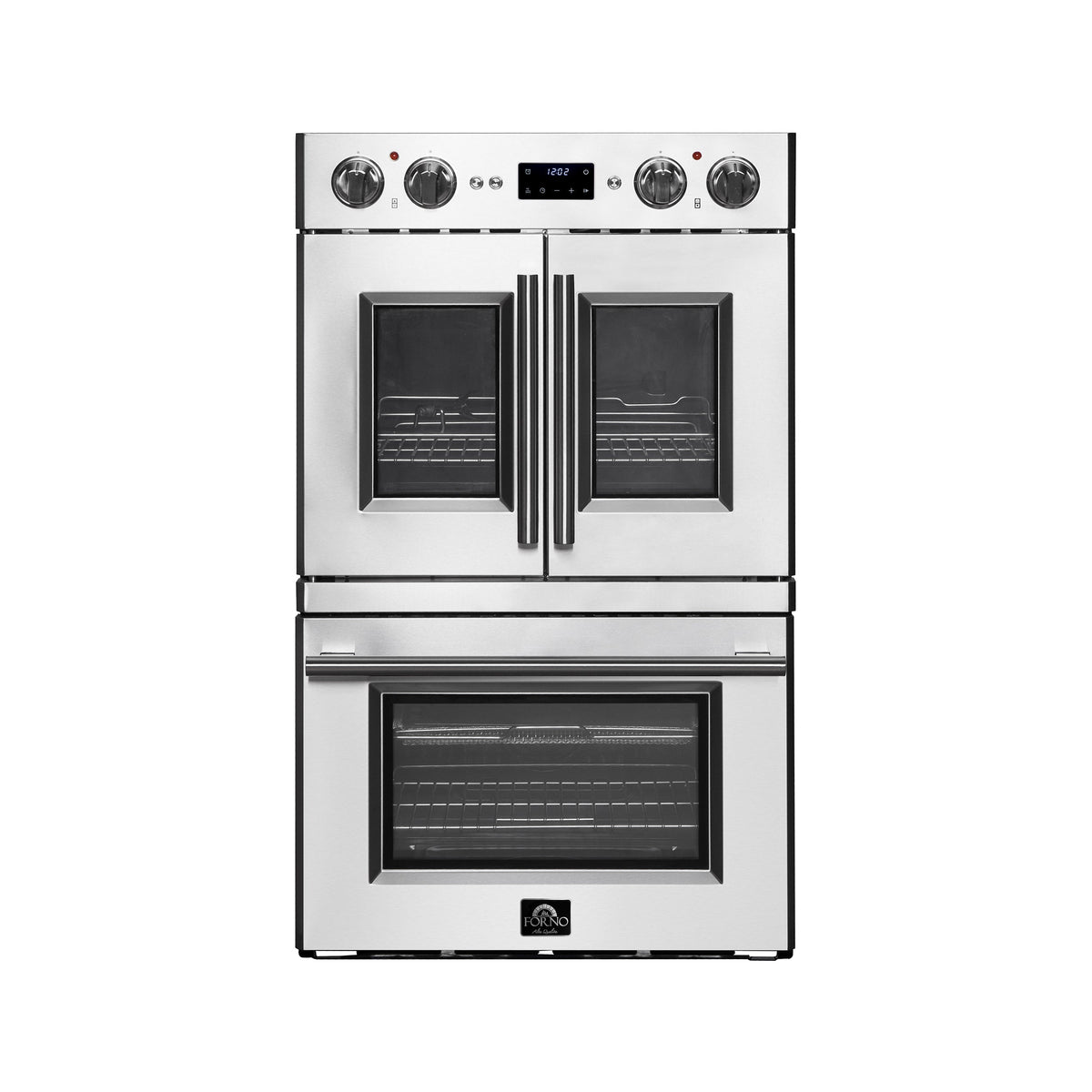 FORNO Gallico 30-Inch French Door Double Electric Wall Oven, 7.36 Cu. Ft., Air Fry, Self-Clean, Sous Vide, Telescopic Racks, Model FBOEL1388-30