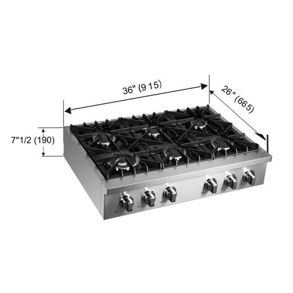Forno Cossato 36-Inch Gas Rangetop with 6 Sealed Burners, Stainless Steel (Model FCTGS5737-36)