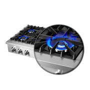 Forno Cossato 36-Inch Gas Rangetop with 6 Sealed Burners, Stainless Steel (Model FCTGS5737-36)