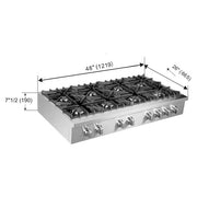 FORNO Cossato 48-Inch Gas Rangetop with 8 Sealed Burners, Stainless Steel (Model FCTGS5737-48)