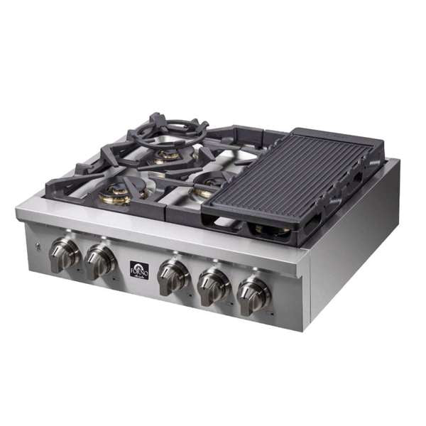 FORNO Spezia 30-Inch Gas Rangetop with 5 Sealed Burners, Stainless Steel (Model FCTGS5751-30)