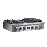 Forno Spezia 36-Inch Gas Rangetop with 6 Sealed Burners, Stainless Steel (Model FCTGS5751-36)