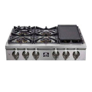 Forno Spezia 36-Inch Gas Rangetop with 6 Sealed Burners, Stainless Steel (Model FCTGS5751-36)