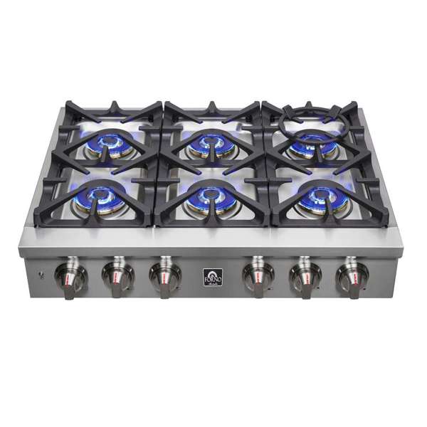 Forno Spezia 36-Inch Gas Rangetop with 6 Sealed Burners, Stainless Steel (Model FCTGS5751-36)