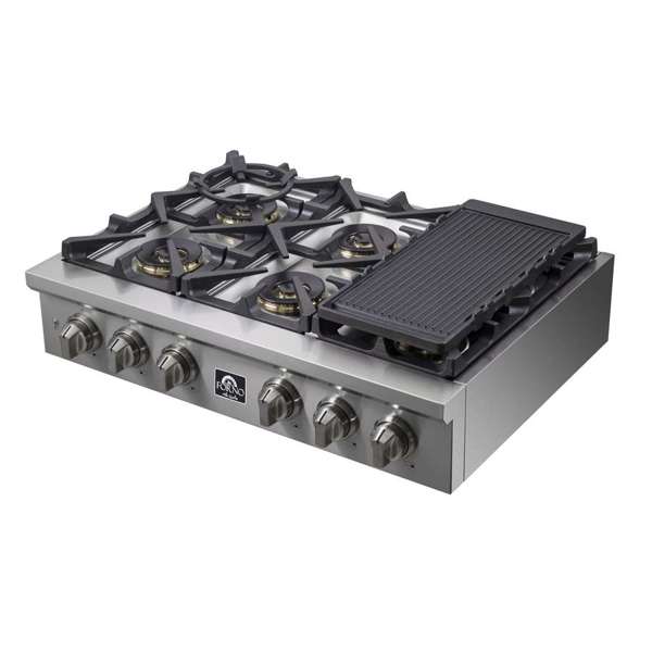 Forno Spezia 36-Inch Gas Rangetop with 6 Sealed Burners, Stainless Steel (Model FCTGS5751-36)