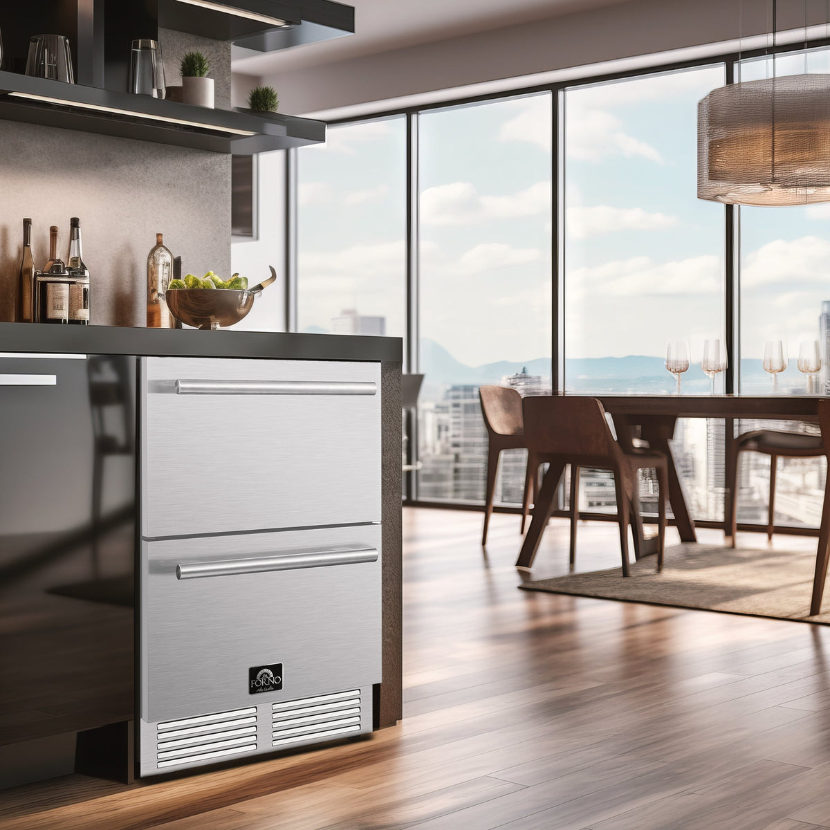 Forno Cosenza 24-Inch Built-In Drawer Freezer with Ice Maker, 4.69 Cu. Ft., Stainless Steel (Model FDRBI1838-24S)