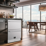 Forno Cosenza 24-Inch Built-In Drawer Freezer with Ice Maker, 4.69 Cu. Ft., Stainless Steel (Model FDRBI1838-24S)