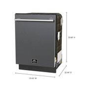 FORNO Romano 24-Inch Built-In Tall Tub Dishwasher, Black with Antique Brass Handles (Model FDWBI8035-24BLK)