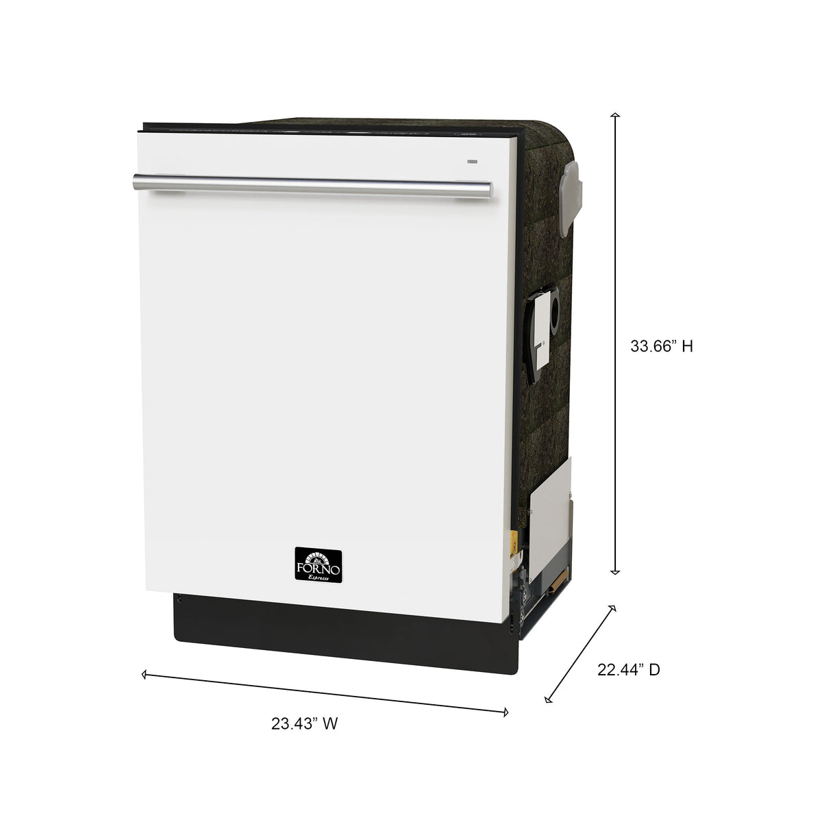 Forno Espresso Romano 24-Inch Built-In Tall Tub Dishwasher, White with Stainless Steel Handles (FDWBI8035-24WHT)