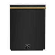 Forno Pozzo 24-Inch Built-In Dishwasher, Black with Antique Brass Handle (Model FDWBI8067-24BLK)
