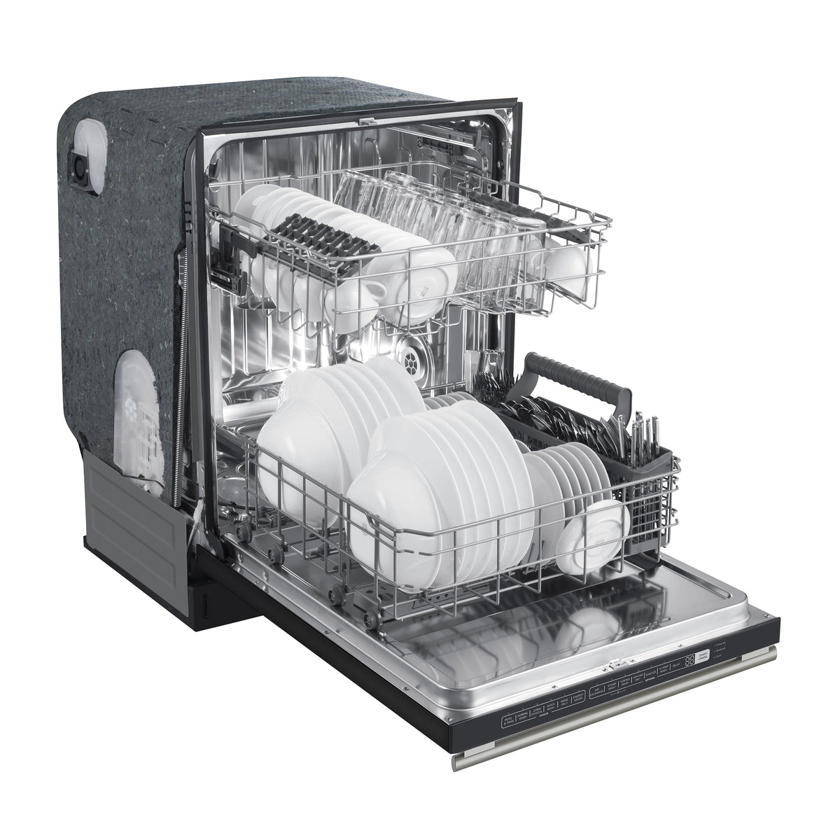 FORNO Pozzo 24-Inch Built-In Dishwasher, Black Finish with Stainless Steel Handles (Model FDWBI8067-24BLK)