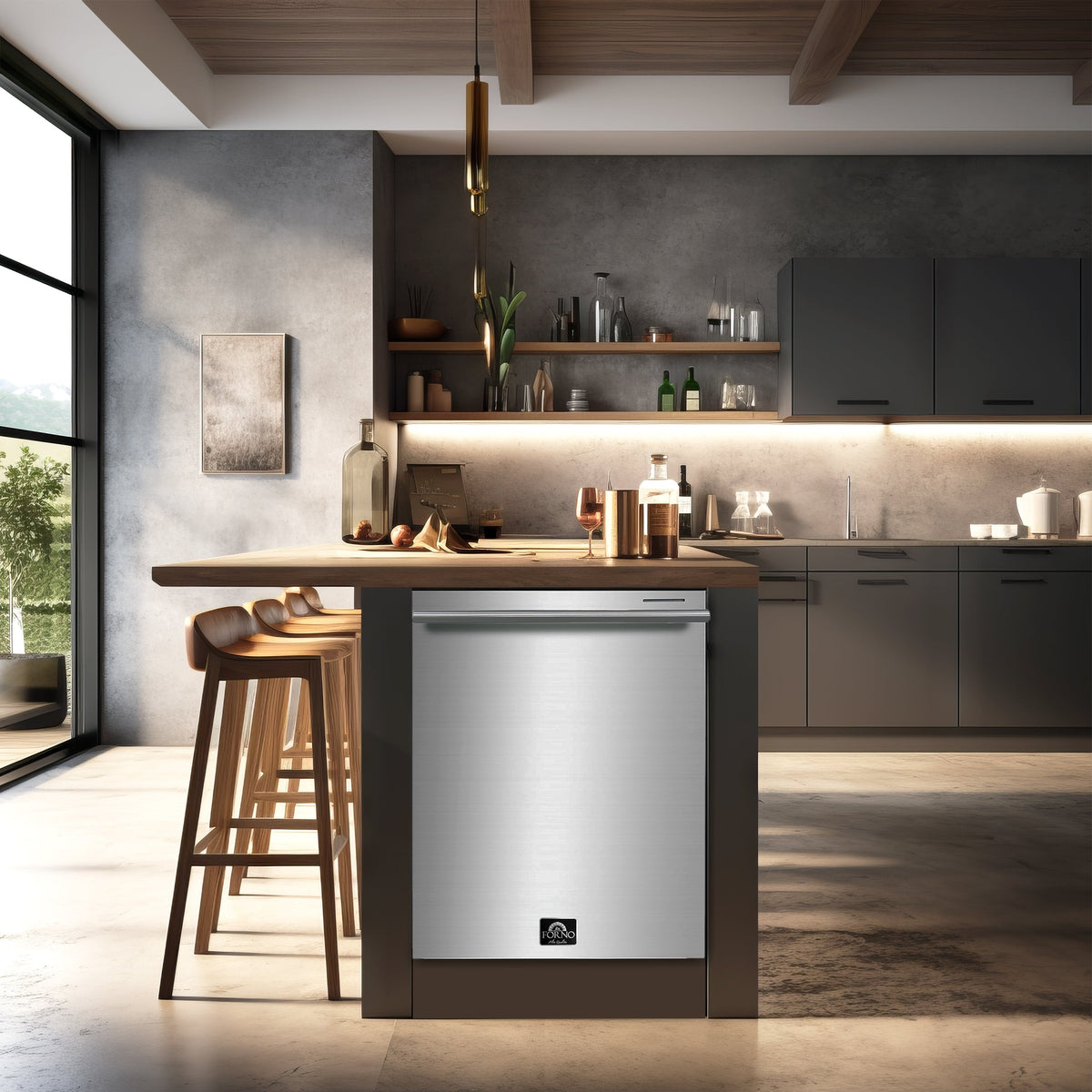 FORNO Pozzo 24-Inch Built-In Tall Tub Dishwasher, Stainless Steel (Model FDWBI8067-24S)