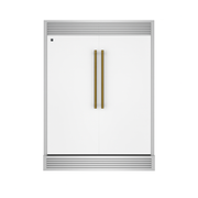 Forno Maderno 60-Inch Built-In Convertible Refrigerator/Freezer, 27.2 Cu. Ft., White, Antique Brass Handles, Grill Trim Kit (FFFFD1722-60SG-WHT)