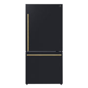 Forno Espresso Milano 31-Inch French Door Refrigerator with Bottom Freezer, 17.2 cu ft, Right-Hinged, Black with Antique Brass Handles (Model FFFFD1785-31BLK)