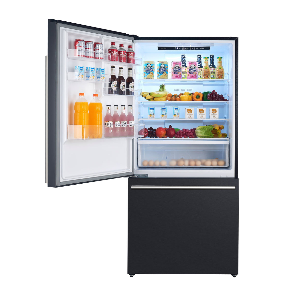 Forno Milano 31 in. Bottom Freezer Refrigerator, 17.2 cu ft, Right-Hinged Door, Black with Stainless Steel Handles (Model FFFFD1785-31BLK)