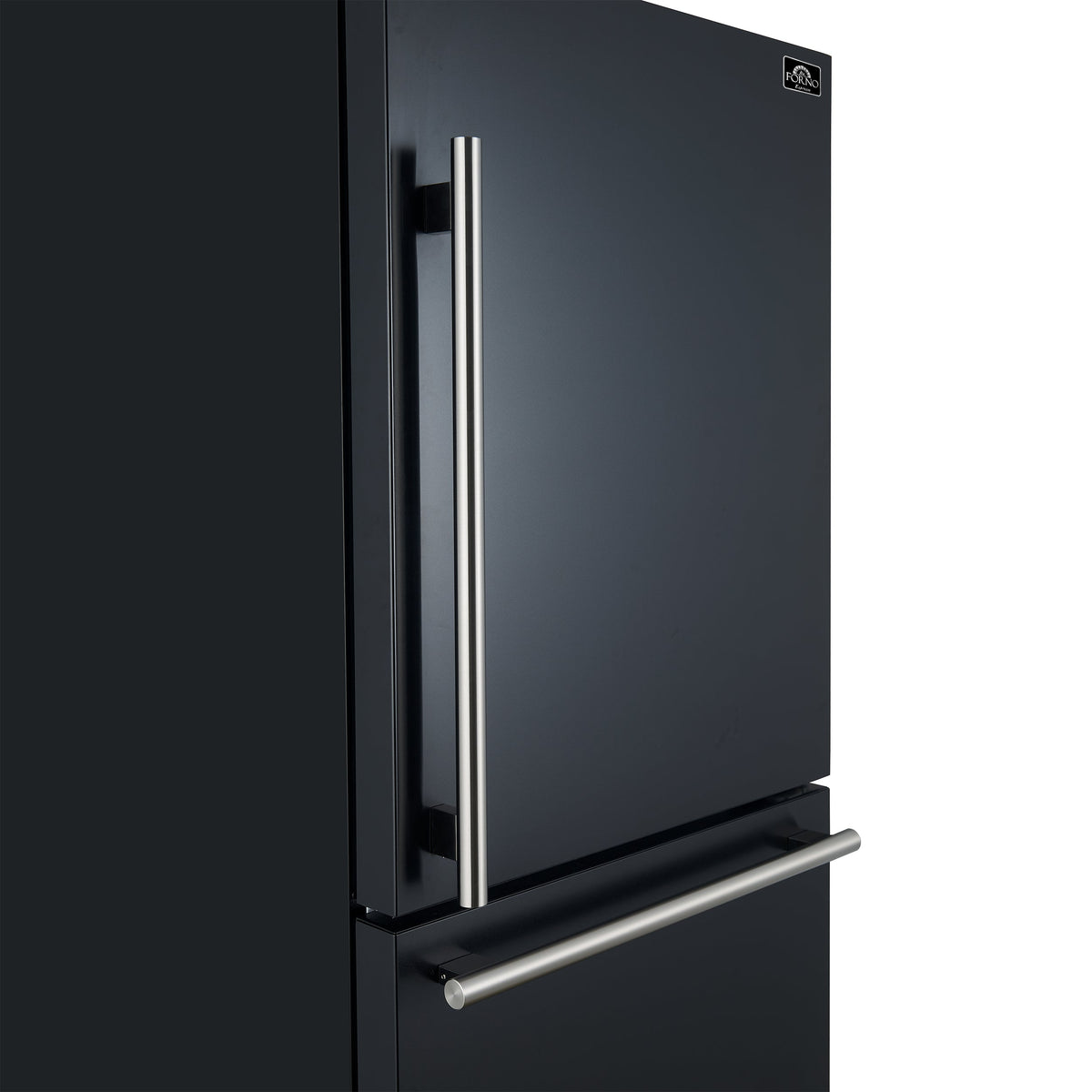 Forno Milano 31 in. Bottom Freezer Refrigerator, 17.2 cu ft, Right-Hinged Door, Black with Stainless Steel Handles (Model FFFFD1785-31BLK)