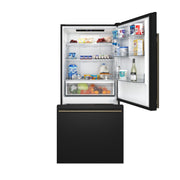 Forno Espresso Milano 31-Inch French Door Refrigerator with Bottom Freezer, 17.2 cu ft, Right-Hinged, Black with Antique Brass Handles (Model FFFFD1785-31BLK)