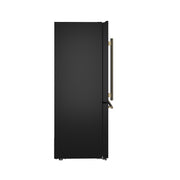 Forno Espresso Milano 31-Inch French Door Refrigerator with Bottom Freezer, 17.2 cu ft, Right-Hinged, Black with Antique Brass Handles (Model FFFFD1785-31BLK)
