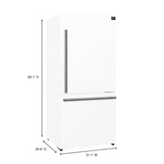 Forno Espresso Milano 31-Inch French Door Refrigerator with Bottom Freezer, 17.2 Cu. Ft., Right Swing, White with Stainless Steel Handles (Model FFFFD1785-31WHT)