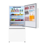Forno Espresso Milano 31-Inch French Door Refrigerator with Bottom Freezer, 17.2 Cu. Ft., Right Swing, White with Stainless Steel Handles (Model FFFFD1785-31WHT)