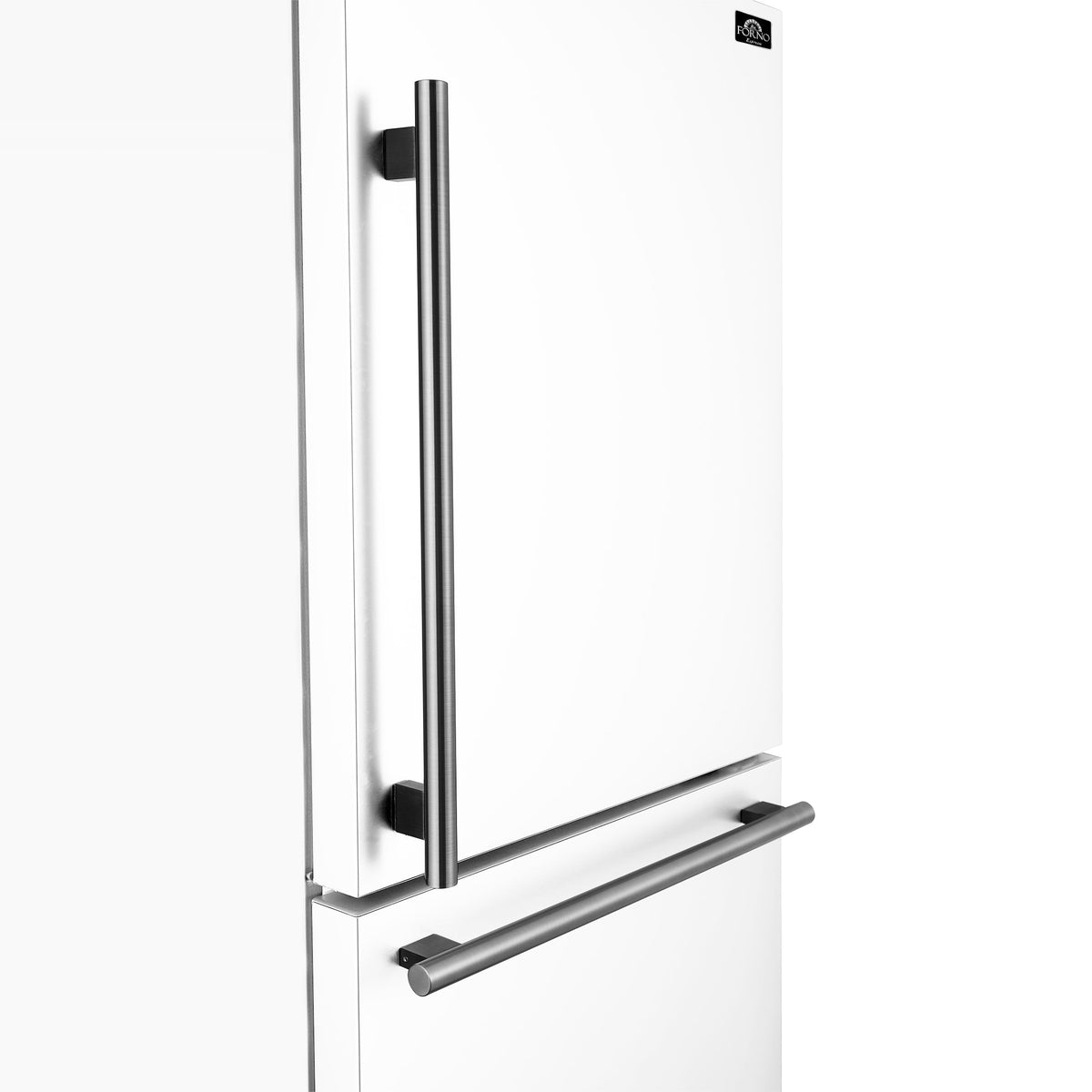 Forno Espresso Milano 31-Inch French Door Refrigerator with Bottom Freezer, 17.2 Cu. Ft., Right Swing, White with Stainless Steel Handles (Model FFFFD1785-31WHT)