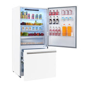 Forno Espresso Milano 31-Inch French Door Refrigerator with Bottom Freezer, 17.2 Cu. Ft., Right Swing, White with Stainless Steel Handles (Model FFFFD1785-31WHT)