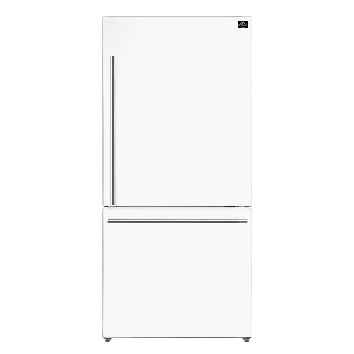 Forno Espresso Milano 31-Inch French Door Refrigerator with Bottom Freezer, 17.2 Cu. Ft., Right Swing, White with Stainless Steel Handles (Model FFFFD1785-31WHT)