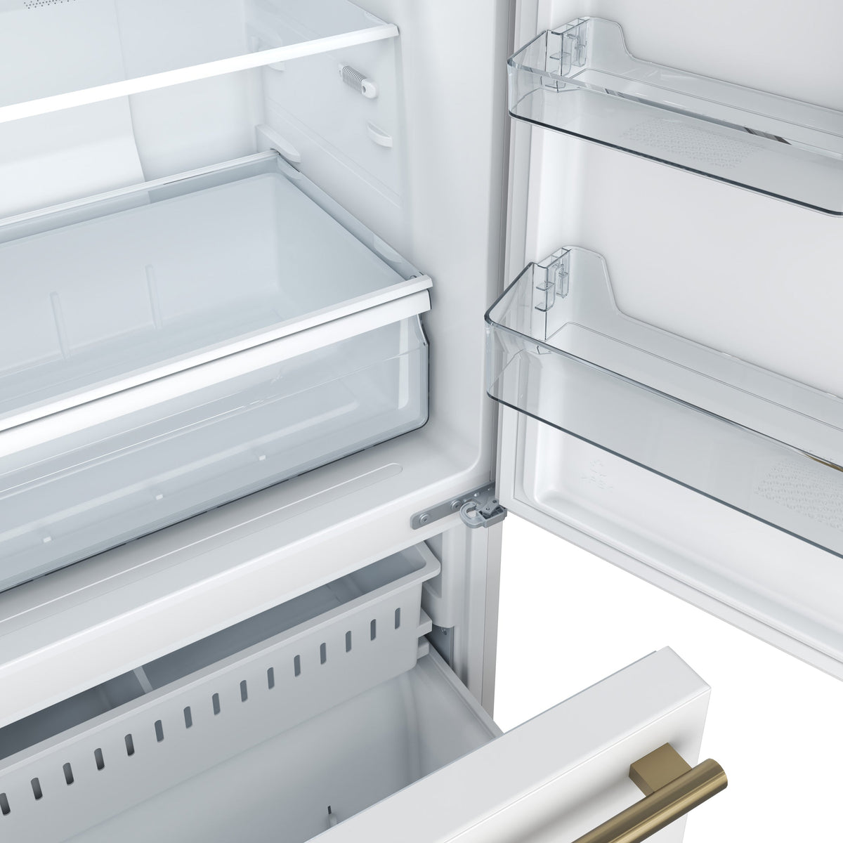 Forno Espresso Milano 31-Inch French Door Refrigerator with Bottom Freezer, 17.2 cu ft, Right-Hinged, White, Includes Antique Brass Handles (Model FFFFD1785-31WHT)