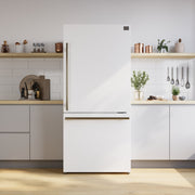 Forno Espresso Milano 31-Inch French Door Refrigerator with Bottom Freezer, 17.2 cu ft, Right-Hinged, White, Includes Antique Brass Handles (Model FFFFD1785-31WHT)