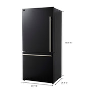 Forno Espresso Milano 31-Inch French Door Refrigerator with Bottom Freezer, 17.2 Cu. Ft., Ice Maker, Black with Antique Brass Handles (Model FFFFD1786-31BLK)