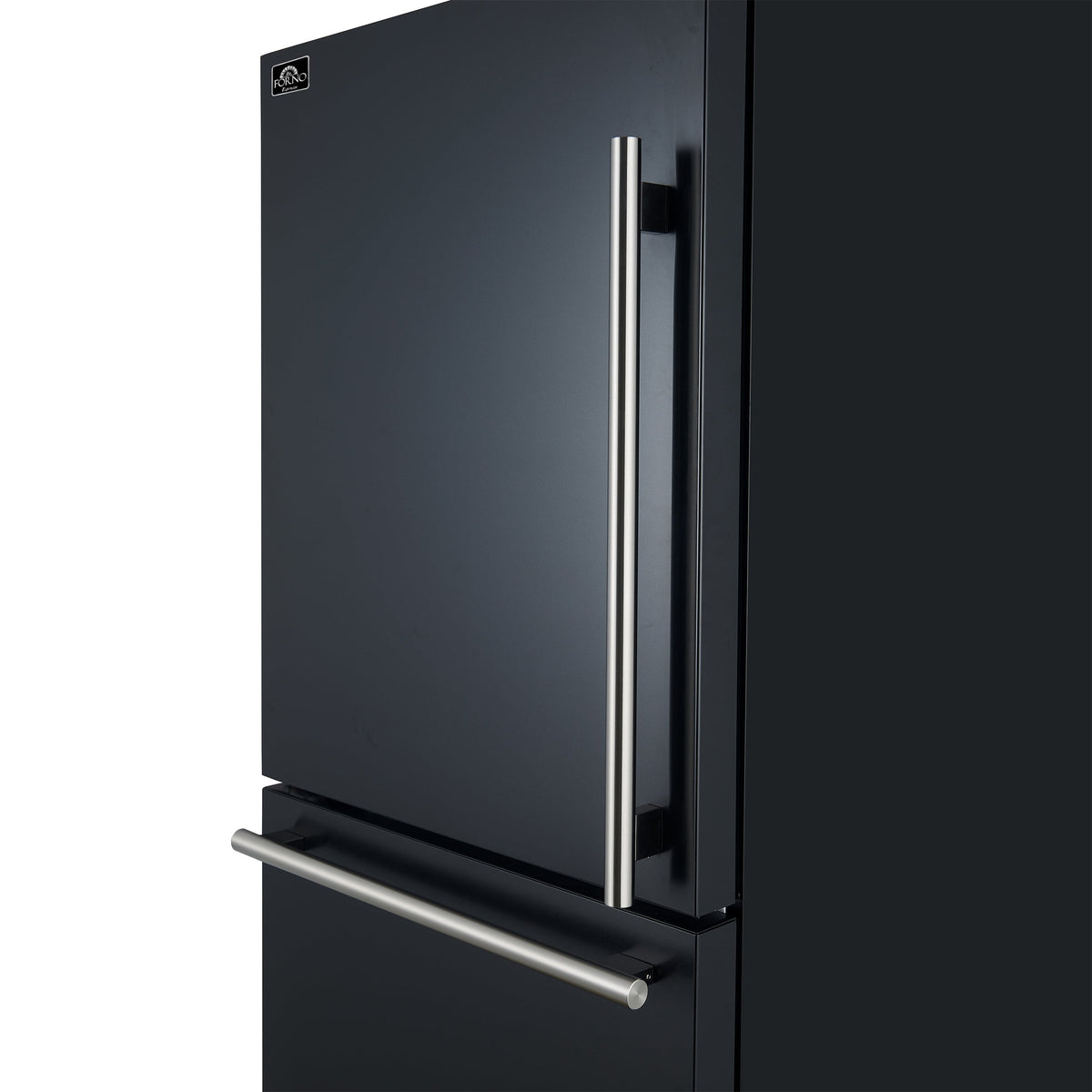 FORNO Espresso Milano 31-Inch Counter-Depth Refrigerator with Bottom Freezer, 17.2 cu. ft., Left-Hinged Door, Ice Maker, Black with Stainless Steel Handles (Model FFFFD1786-31BLK)