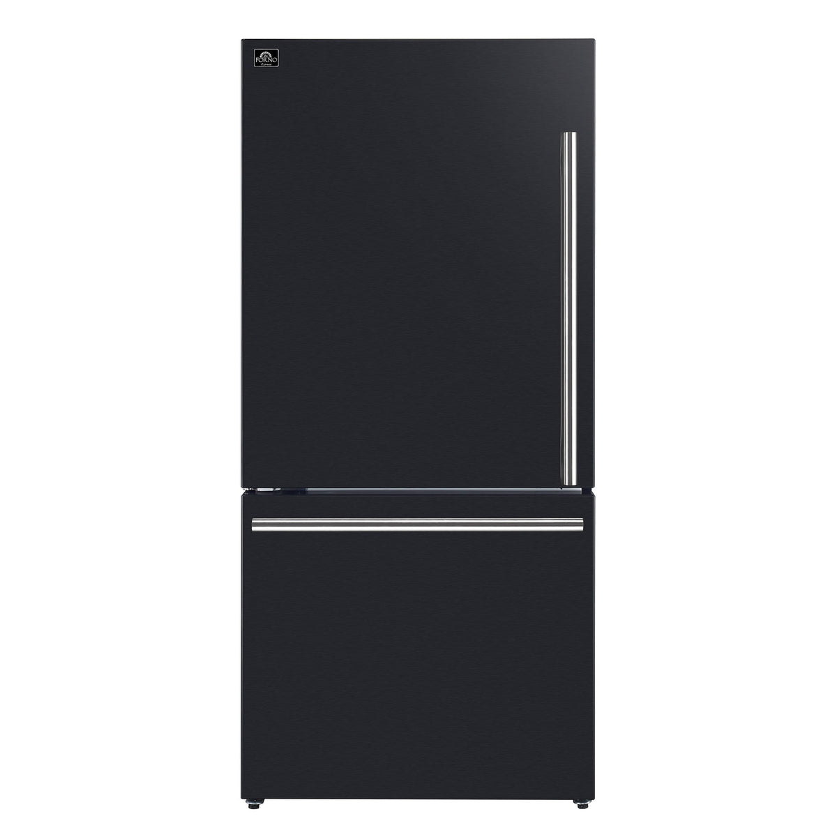 FORNO Milano 62" Side-by-Side Refrigerator, 34.4 cu ft, Ice Maker, Black with Stainless Steel Accents (FFFFD1787-60BLK)