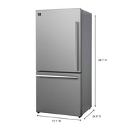 Forno Espresso Milano 31-Inch French Door Refrigerator with Bottom Freezer, 17.2 cu ft, Left Swing, Ice Maker, Stainless Steel, Model FFFFD1786-31S
