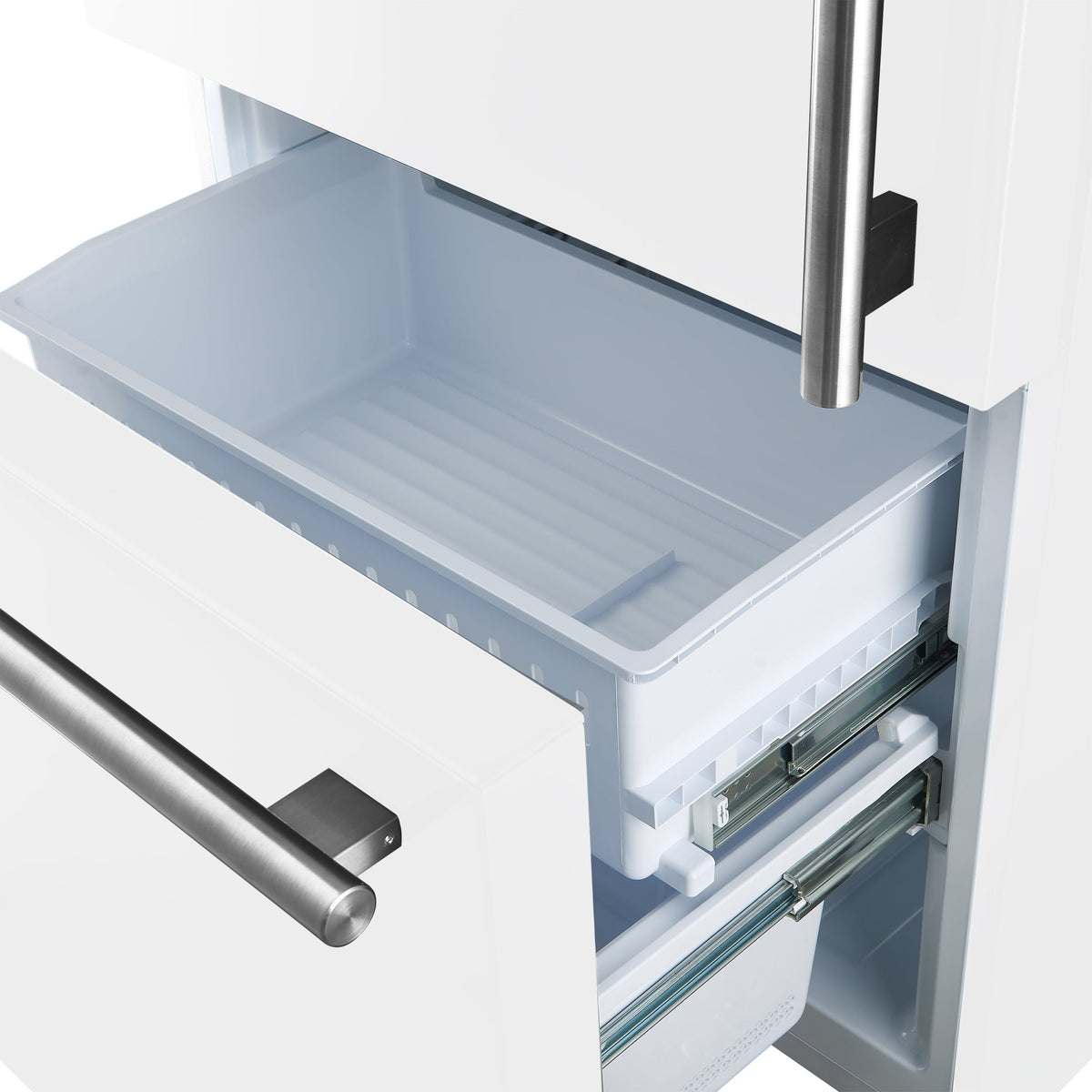 FORNO Milano 62-Inch Side-by-Side Refrigerator, 34.4 cu. ft., Ice Maker, White with Stainless Steel Accents (Model FFFFD1787-60WHT)