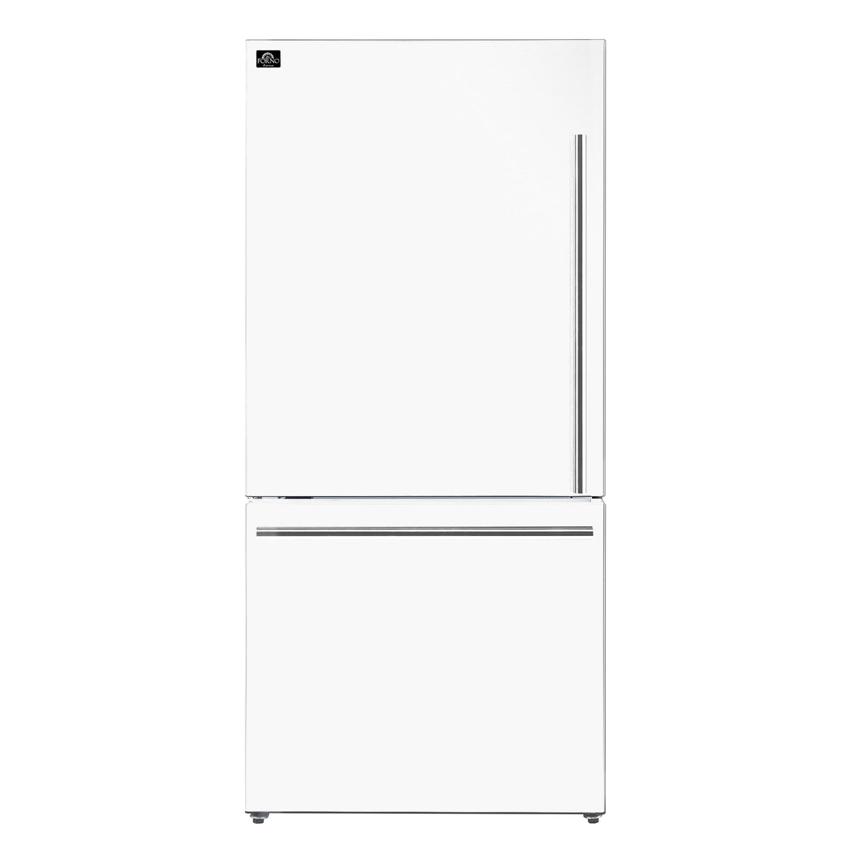 FORNO Milano 62-Inch Side-by-Side Refrigerator, 34.4 cu. ft., Ice Maker, White with Stainless Steel Accents (Model FFFFD1787-60WHT)