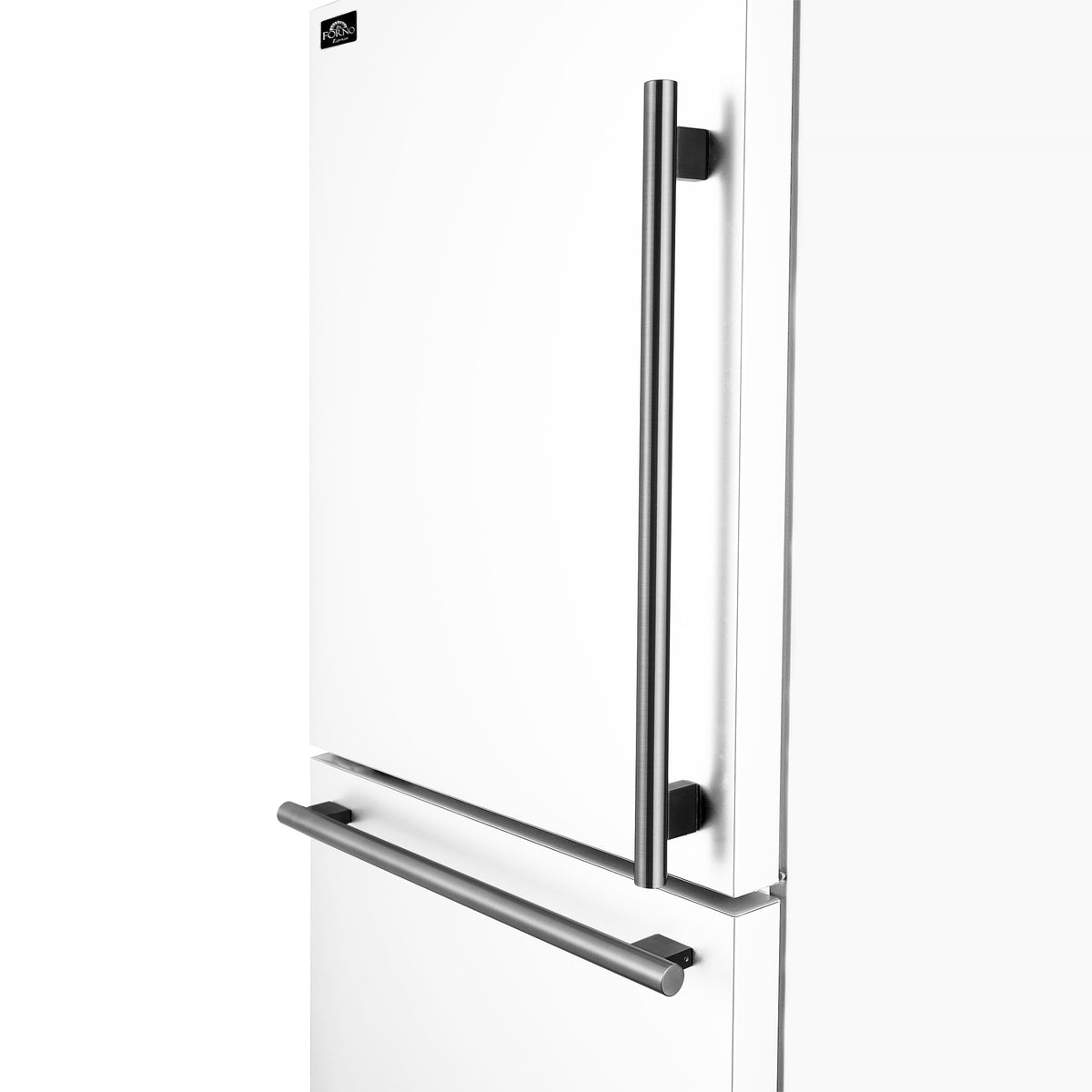 FORNO Milano 62-Inch Side-by-Side Refrigerator, 34.4 cu. ft., Ice Maker, White with Stainless Steel Accents (Model FFFFD1787-60WHT)