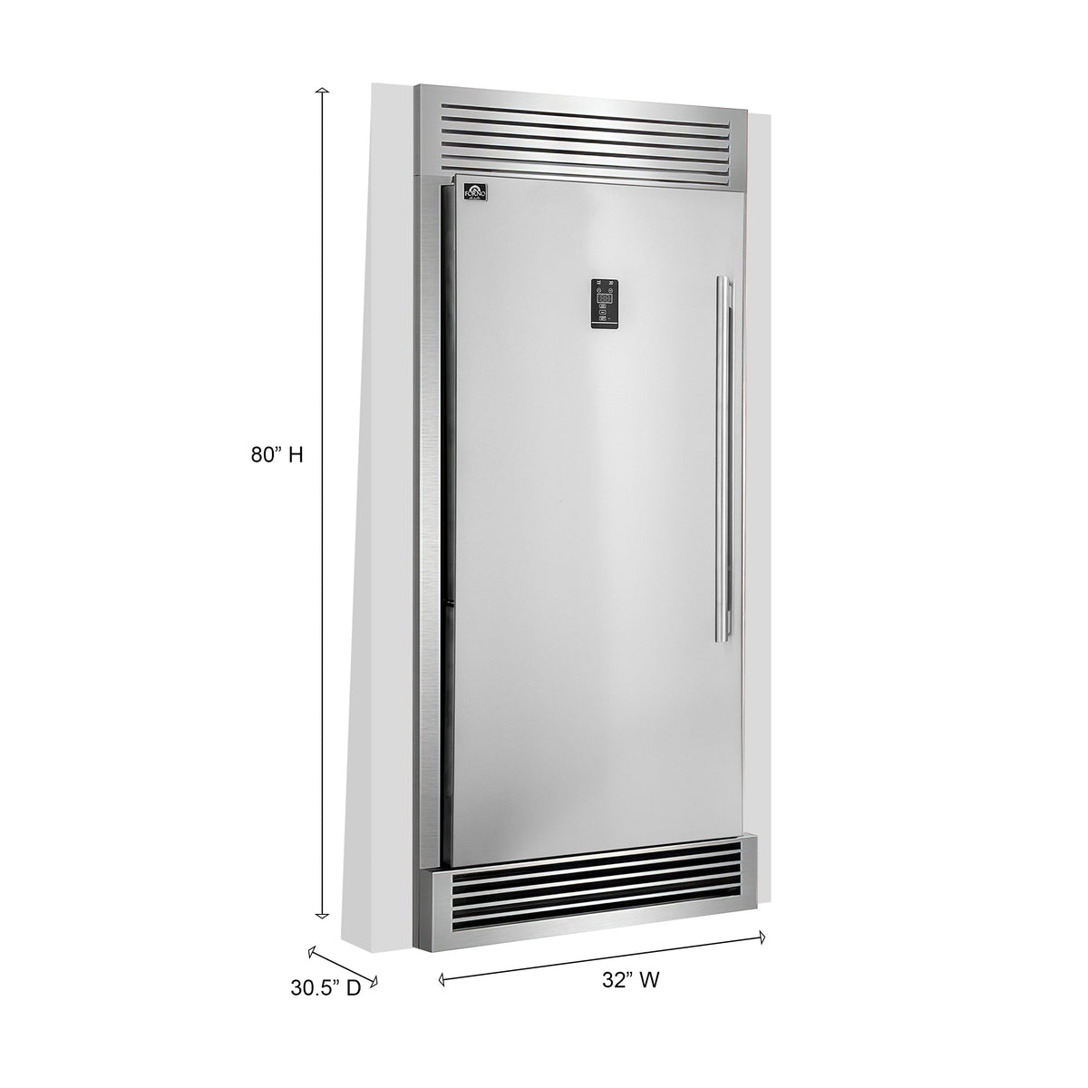 Forno Rizzuto 32-Inch Dual Zone Refrigerator Freezer, 13.8 Cu. Ft., Left-Hand Swing, Stainless Steel with Trim Kit (Model FFFFD1933-32LS)