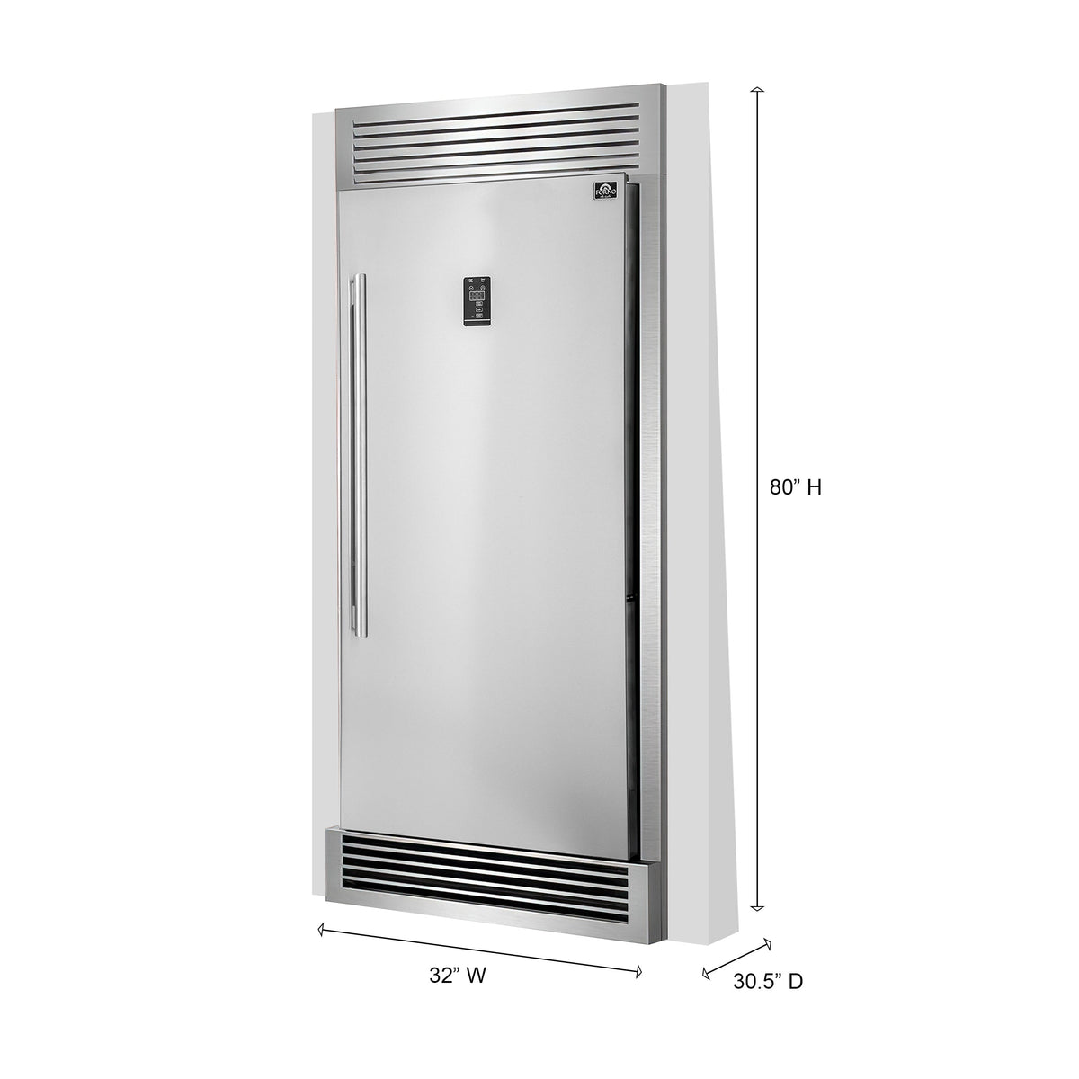 Forno Rizzuto 32 in. Built-In Dual Zone Refrigerator/Freezer, 13.8 cu ft, Right-Hinge, Stainless Steel with Grill Trim (FFFFD1933-32RS)