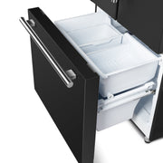 Forno Gallipoli 30-Inch French Door Refrigerator, 17.5 cu. ft., Black, with Ice Maker and Stainless Steel Handles (Model FFFFD1974-31BLK)
