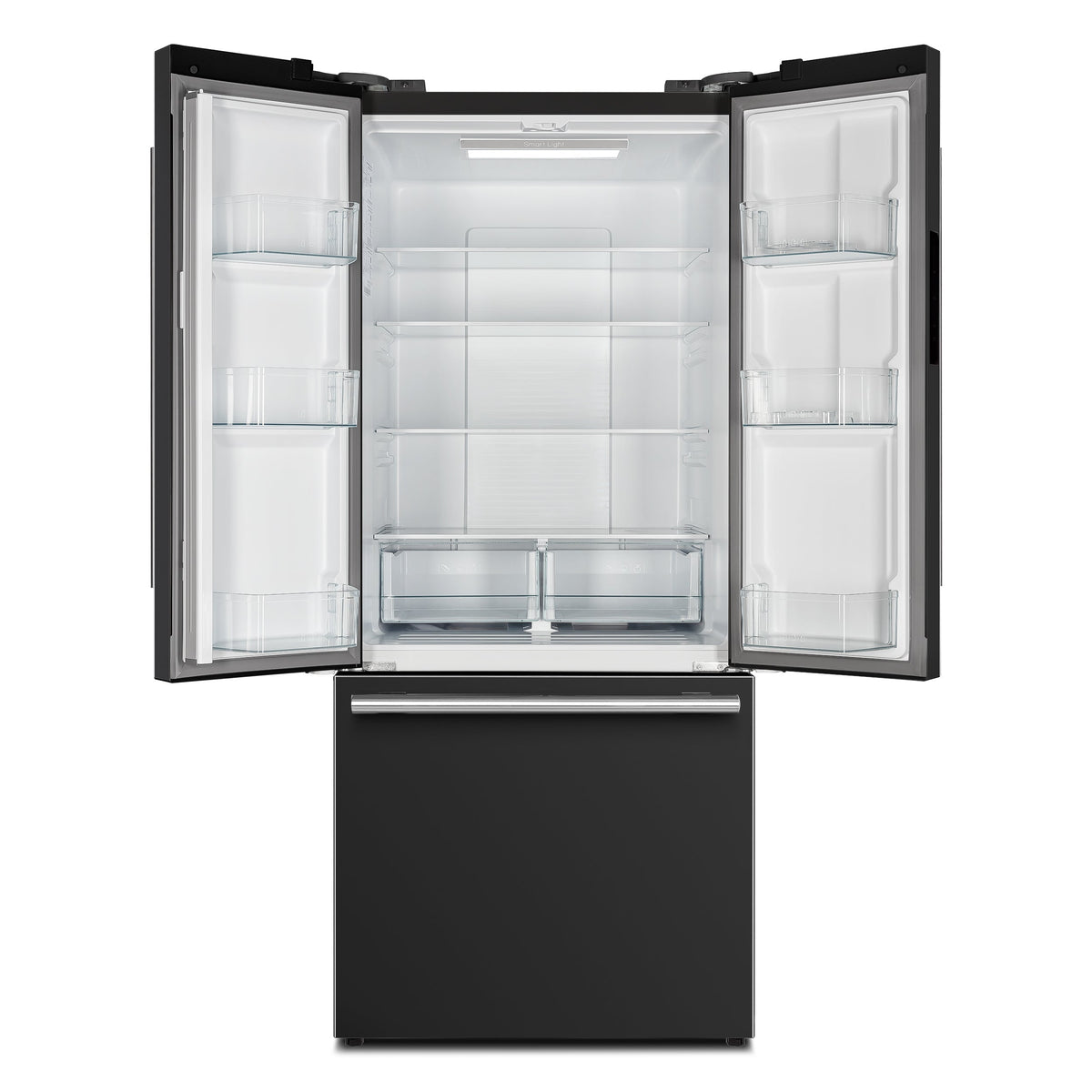 Forno Gallipoli 30-Inch French Door Refrigerator, 17.5 cu. ft., Black, with Ice Maker and Stainless Steel Handles (Model FFFFD1974-31BLK)