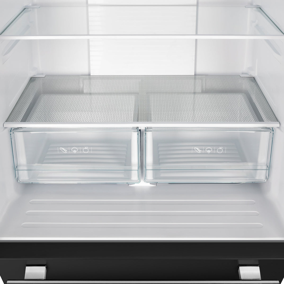 Forno Gallipoli 30-Inch French Door Refrigerator, 17.5 cu. ft., Black, with Ice Maker and Stainless Steel Handles (Model FFFFD1974-31BLK)