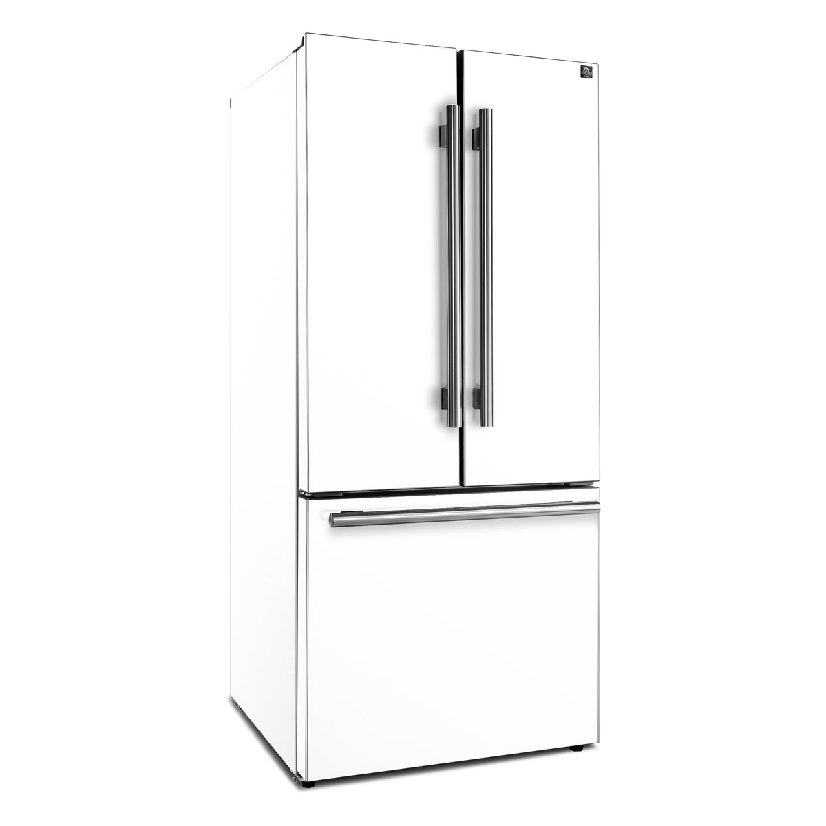 FORNO Gallipoli 30-Inch French Door Refrigerator, 17.5 cu ft, White, Ice Maker, Stainless Steel Handles (Model FFFFD1974-31WHT)