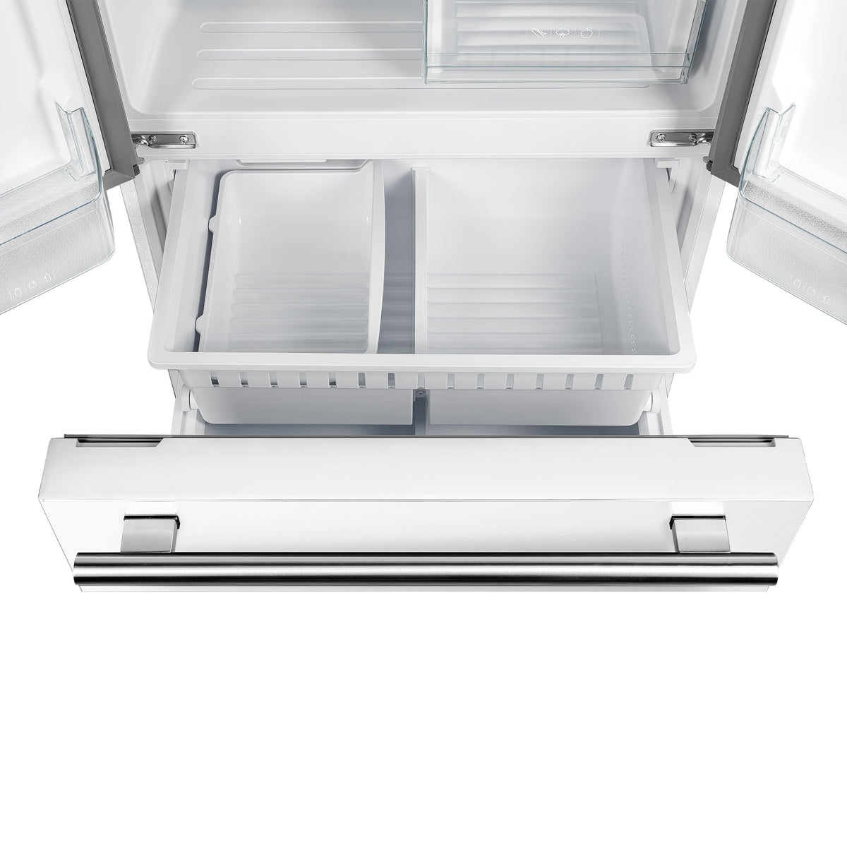 FORNO Gallipoli 30-Inch French Door Refrigerator, 17.5 cu ft, White, Ice Maker, Stainless Steel Handles (Model FFFFD1974-31WHT)