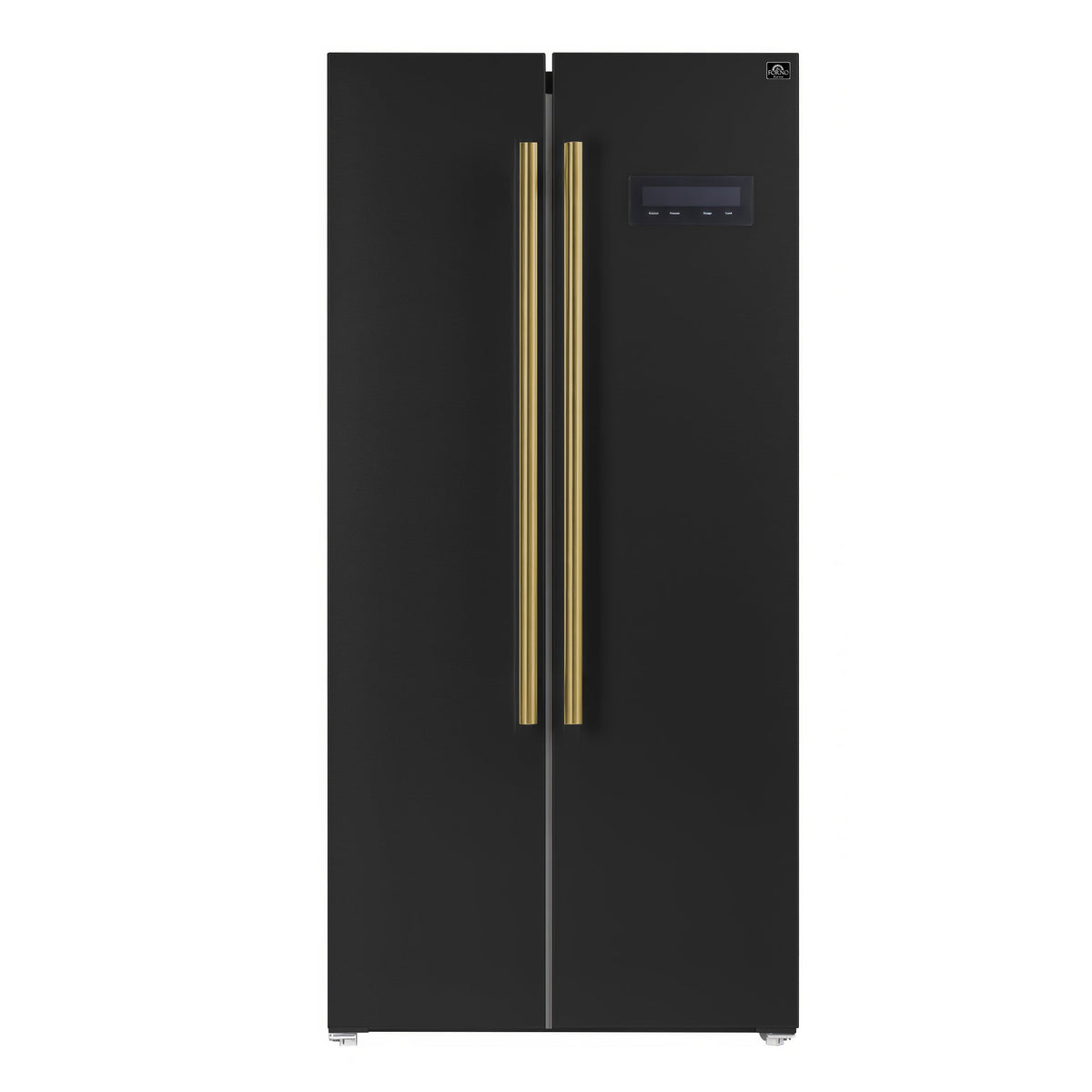Forno Salerno 33-Inch French Door Refrigerator, 15.6 Cu. Ft., Black with Antique Brass Handles (Model FFRBI1805-33BLK)