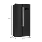 FORNO Salerno 33-Inch French Door Refrigerator, 15.6 Cu. Ft., Black with Stainless Steel Handles (Model FFRBI1805-33BLK)