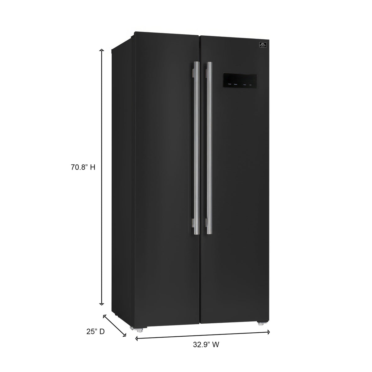 Forno Salerno 33-Inch French Door Refrigerator, 15.6 Cu. Ft., Black with Antique Brass Handles (Model FFRBI1805-33BLK)