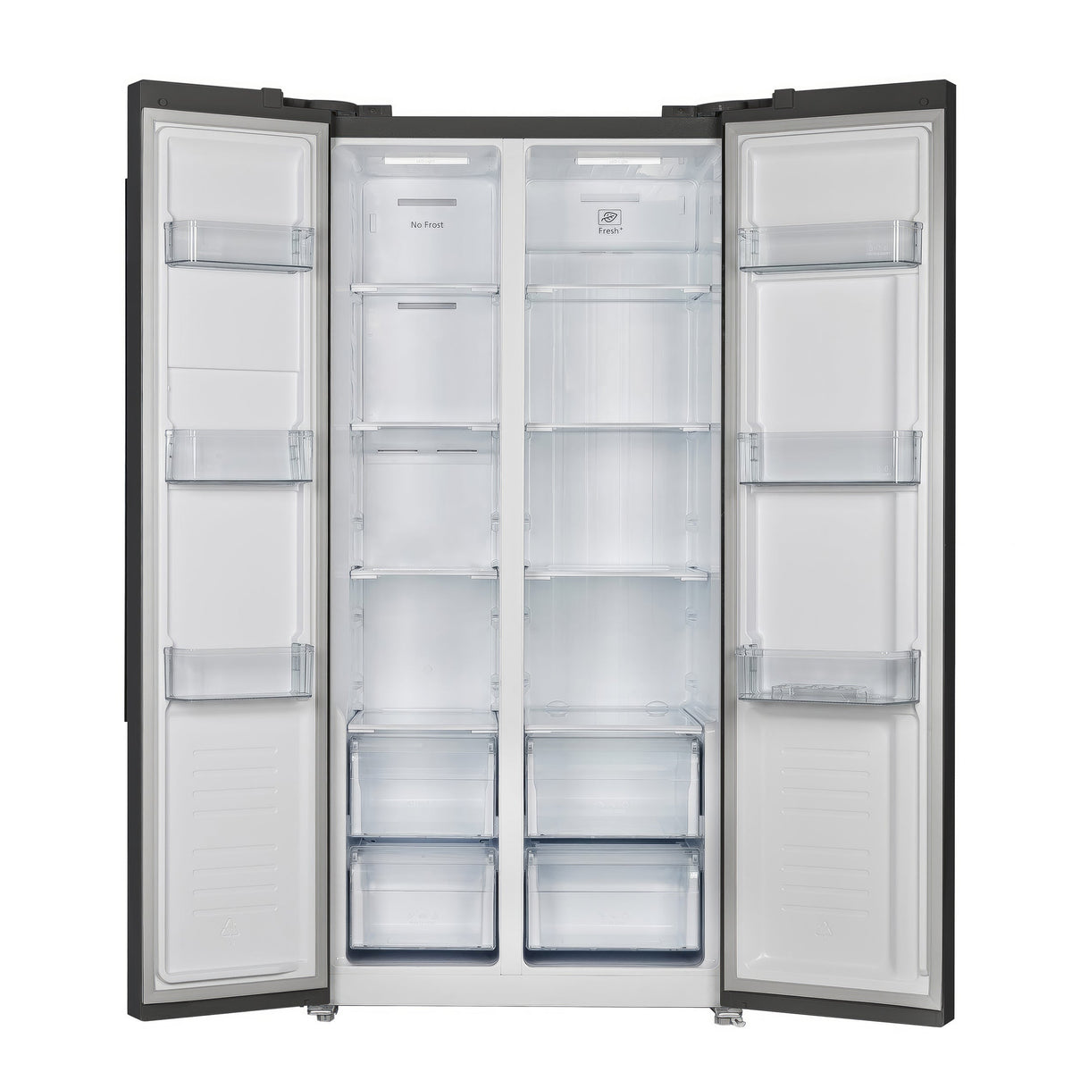 FORNO Salerno 33-Inch French Door Refrigerator, 15.6 Cu. Ft., Black with Stainless Steel Handles (Model FFRBI1805-33BLK)