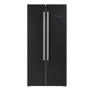 FORNO Salerno 33-Inch French Door Refrigerator, 15.6 Cu. Ft., Black with Stainless Steel Handles (Model FFRBI1805-33BLK)